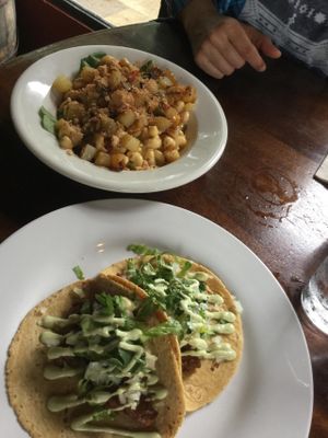 Hash on Mac and cheese and tacos at Of Roots and Blooms - Pop-up in Portland