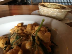 Spicy mac and cheese and french onion soup at Of Roots and Blooms - Pop-up in Portland