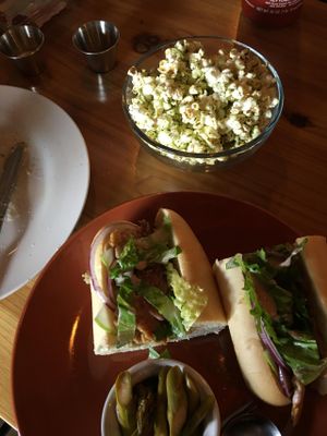 Soy curl sub and popcorn at Of Roots and Blooms - Pop-up in Portland
