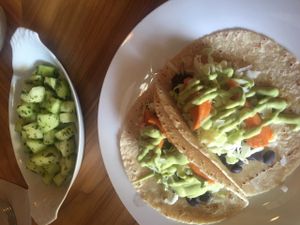 Tacos and honeydew salad at Of Roots and Blooms - Pop-up in Portland