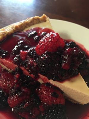 Cheesecake and fruit compote at Of Roots and Blooms - Pop-up in Portland