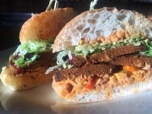 Spicy Meatloaf sammie  at Of Roots and Blooms - Pop-up in Portland