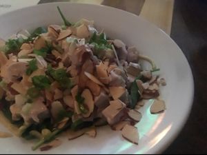 cranberry chkn salad with almonds at Of Roots and Blooms - Pop-up in Portland