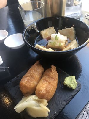 Inari and tofu agadashi  at Nubo Japanese Tapas in Victoria
