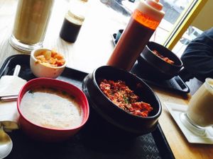 Miso, korean bbq tofu, kimchee at A Cup of Peace in Boulder