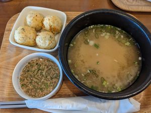 Miso soup and dumplings at A Cup of Peace in Boulder