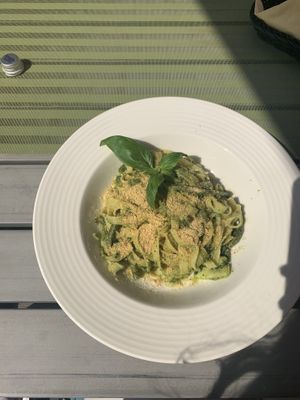 pesto pasta at Zielona in Lodz