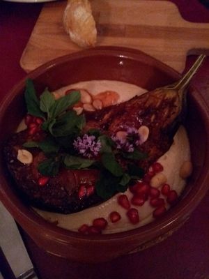 Aubergine with tahini at WILD in Antwerpen
