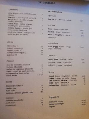 Menu: drinks at WILD in Antwerpen