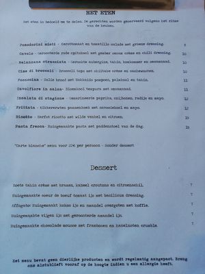 Menu: food at WILD in Antwerpen