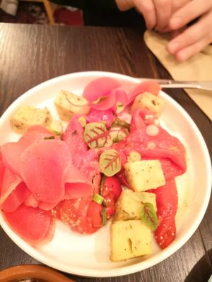 Polenta en opgelegde wortel en paprika at WILD in Antwerpen