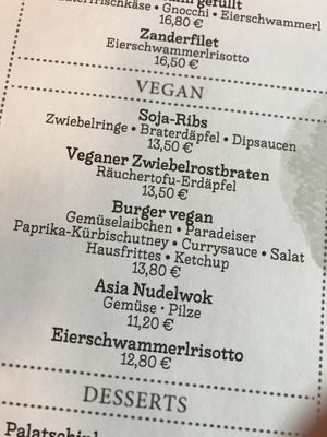 Vegane Karte at Geiers Gambrinus in Ganserndorf