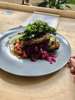 Vegan hash brown stack   at Idle Hands in Manchester