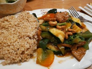 Soy cashew lunch with a side salad at Go Zen in New York City