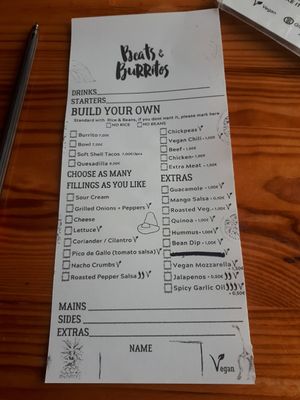 Menu at Beats & Burritos in Lagos