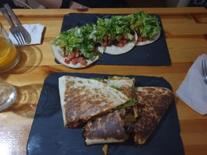 Tacos and quedadillas at Beats & Burritos in Lagos