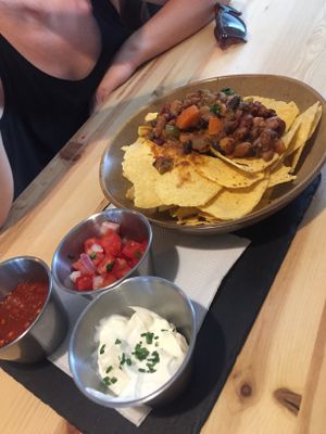 vegan chili nachos at Beats & Burritos in Lagos