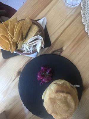 Chickpea Gorditas and Spiced Bean dip 🥰 at Beats & Burritos in Lagos