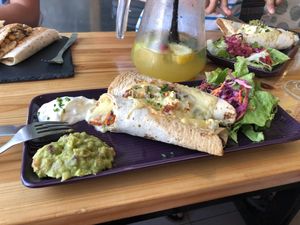 Vegetarian enchiladas at Beats & Burritos in Lagos