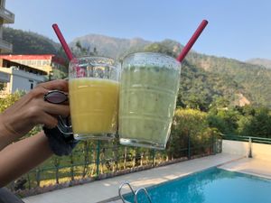 Mango & Green Smoothies at Pure Soul Cafe in Rishikesh