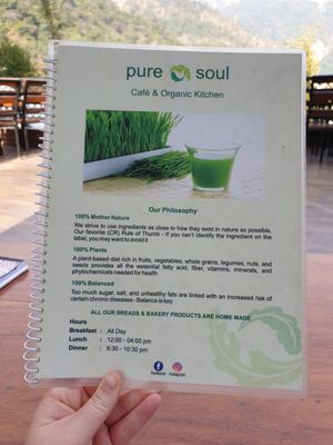 Menu at Pure Soul Cafe in Rishikesh