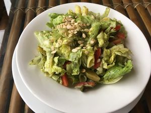 Salad with lots of lettuce at Pure Soul Cafe in Rishikesh