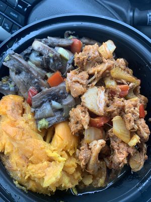 Sweet potato, portobello mushrooms, and jackfruit   at Jolo's Restaurant and Venue in New Rochelle