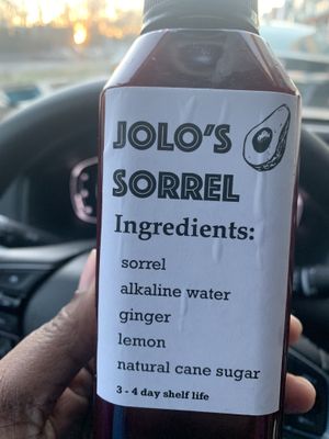 Sorrel made & bottled in the store   at Jolo's Restaurant and Venue in New Rochelle