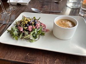 Course 1&2: Soup and salad  at Harvest Beat in Seattle
