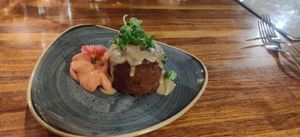 Coconut and strawberry cake at Harvest Beat in Seattle