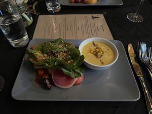 Seasonal smoked corn chowder 🤤 at Harvest Beat in Seattle