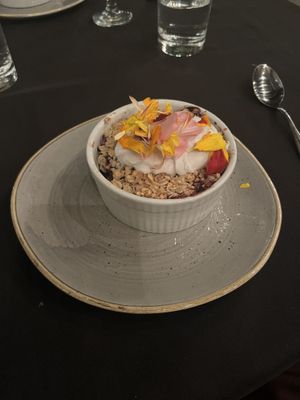 Huckleberry peach crisp  at Harvest Beat in Seattle