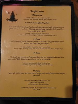 Unique menu at Harvest Beat in Seattle