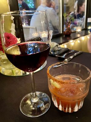 '21 Sparkman Cellars "Baba" and Heirloom tomato, basil, Urfa Biber with celery and seabeans  at Harvest Beat in Seattle