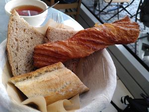 Vegan tortillon at Le Pain Quotidien - Les Halles in Paris