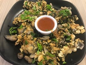 Vegan oyster omelette. My omni friend asked me, "are you sure this is without egg???" at Saute in Central Singapore