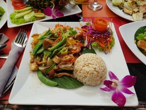 Fried garlic and black pepper tofu at Piccolo Thai Food & Wine in Isola Del Giglio
