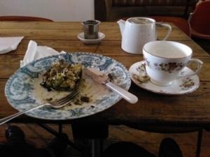 What's left after 2 mins of my 2 slices of avocado and lemon pesto on toast at Mrs Atha's in Leeds