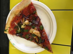 vegan pizza (queen vegan) at Voodoo Rays - Boxpark in East London
