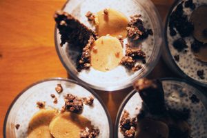 Pudding chia  z sezamkiem i marcepanem at Porcja in Lodz