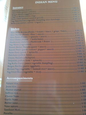 Meny at Le Veg Table at Le Veg Table in Antananarivo