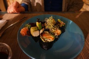 Delicious sushi, raw vegan. at S'alcadena in Mallorca