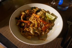 Delicious pad thai at S'alcadena in Mallorca