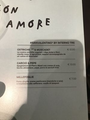 Menú di San Valentino   at Interno TRE in Reggio Emilia