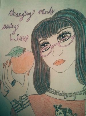 Drawing by a friend, Hayley.  at The Vegan Peach in Dartmouth