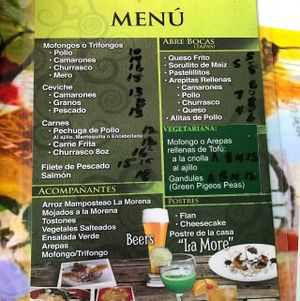 Vegetarian menu is actually vegan, there are other vegan options on the menu too! at La Morena Bar and Restaurant in Lares