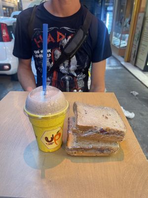 Protein smoothie and omega 3 sandwich, solar energy sandwich  at Up-Kittariki Threpsi in Athens