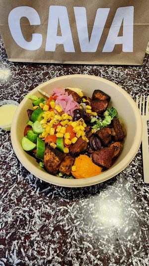 I created my own bowl and ordered double white sweet potato. Yummy 😋 at CAVA in Washington