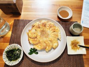 Crispy pot stickers at Hsia An Chu Vegetarian in Taitung