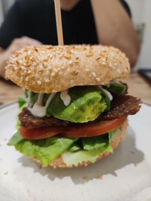 Bbq tempeh bagel at La Studio in Hanoi